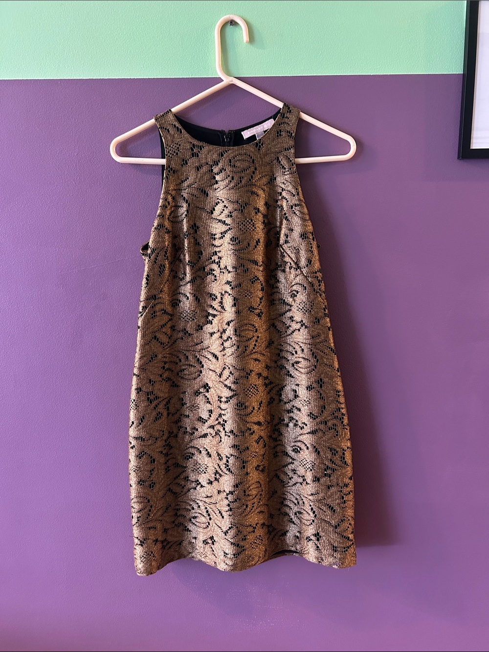 Banana Republic Metallic Gold and Black Sleeveless Mini Dress